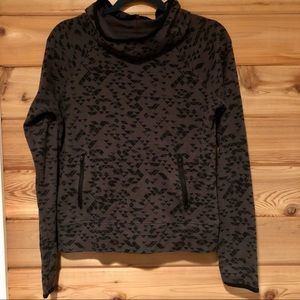 Cowl Neck Patterned Hoodie